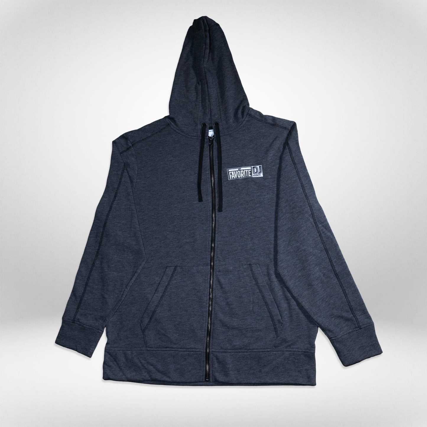 Grey Tri-Blend Zip Up Hoodie Embroidered